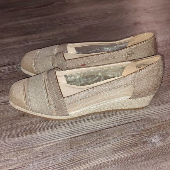 Karen Scott Caroline mesh side tan summer night out wedge Sz 8.5 - Picture 3 of 8